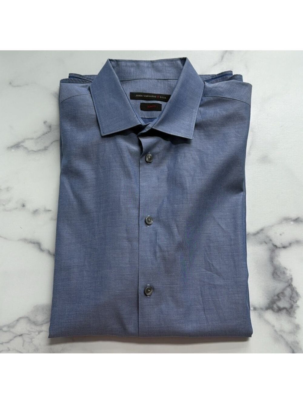 John Varvatos Star USA Men's Blue Slim Fit Long Sleeve Dress Shirt Sz 16/34